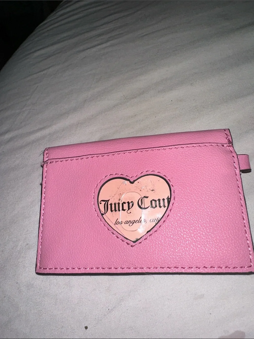 NWT Juicy Couture Pink Card leather Holder with Heart Logo good acc cute